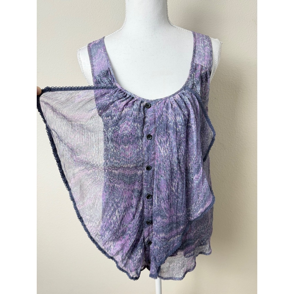 Ella Moss Blouse M Purple Sheer Ruffle Flutter Tank Top Boho Y2K Fairycore Indie
